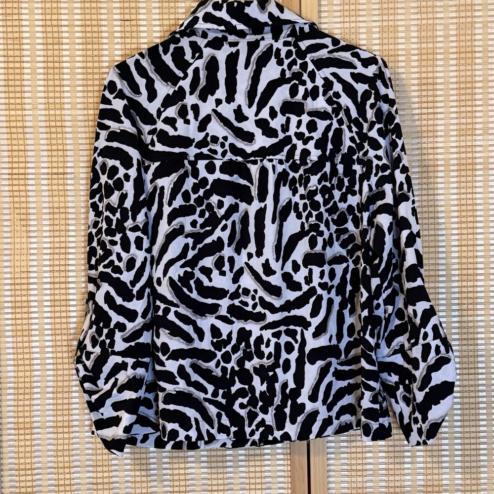 Zenergy Chico's Womens 2/ L Black Print Zip Blazer Jacket Streetwear 90's Y2K - Picture 3 of 8